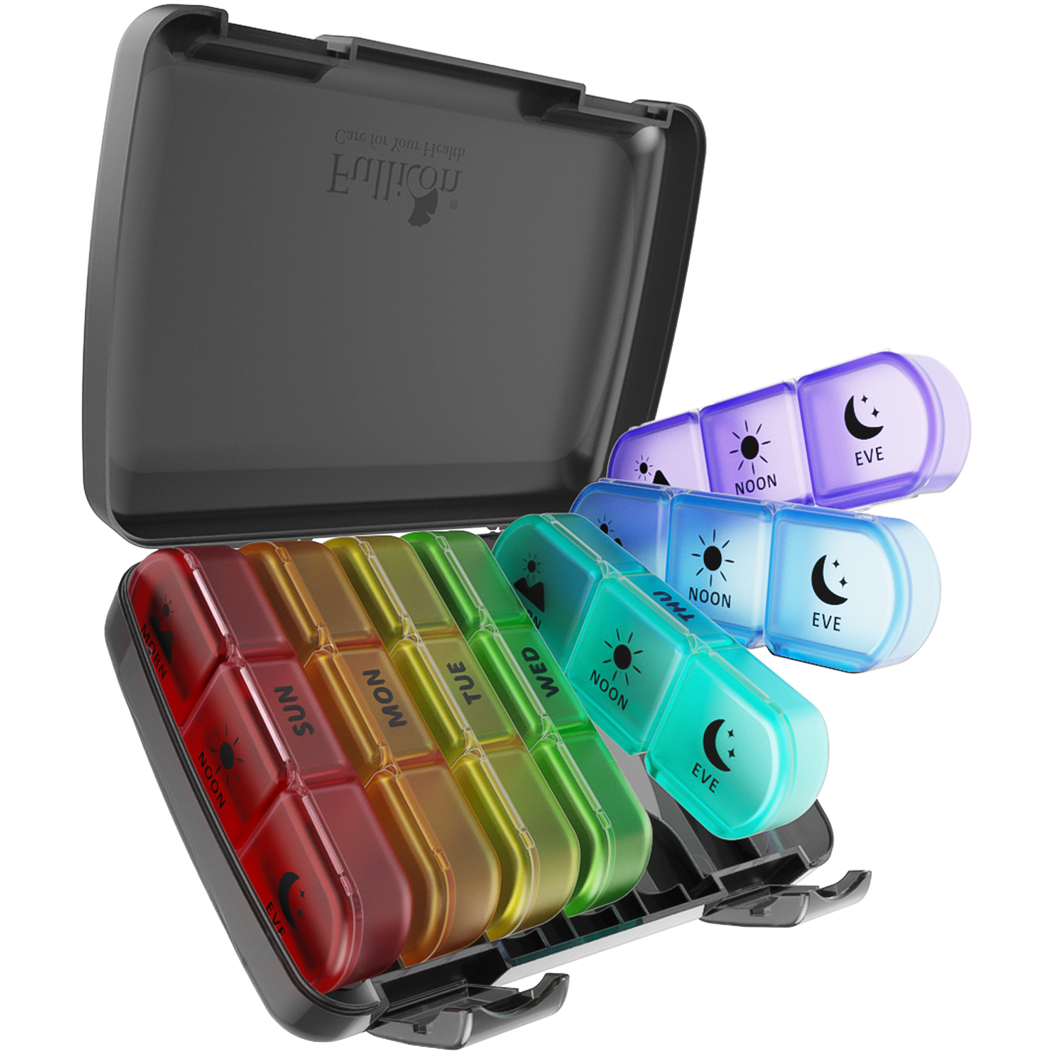 Pill Box Metal Medicine Dispenser Case Weekly Tablet Organizer